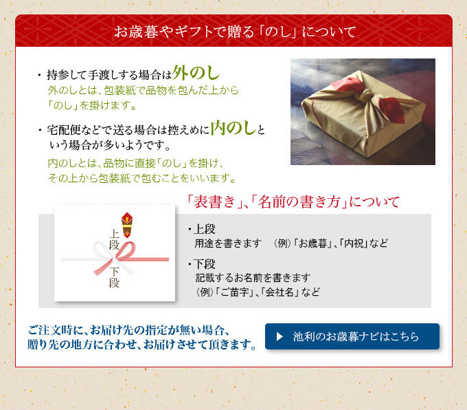 贈り物そうめん「のし」について