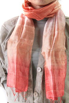 ストール■タイ グラデーション シルクストール（オレンジ）