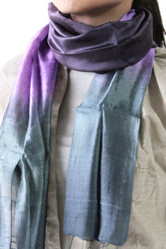 ストール■タイ グラデーション シルクストール（パープル）