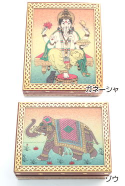 砂絵フタ付きシーシャム小物入れBOX（大）