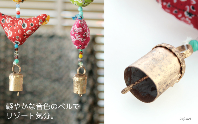 エスニック雑貨□小鳥の吊るし飾り ハンギング5連バード