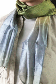 ストール■タイ グラデーション シルクストール（スチールブルー）