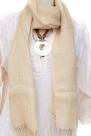 ストール■リネンストール（ベージュ）