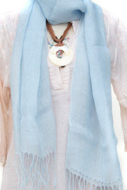 ストール■リネンストール（ブルー）