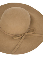 フェルトつば広帽子（ベージュ)