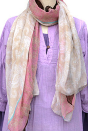 ストール■ペイズリー柄ストール（PINK×BROWN）