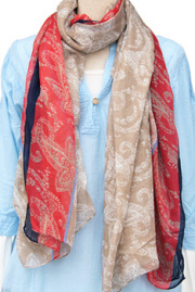 ストール■ペイズリー柄ストール（RED×BLUE）