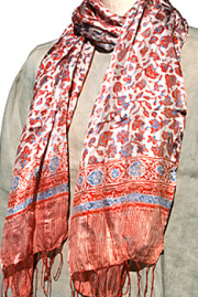 ストール■バリ バティックプリント シルクストール（RED）