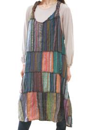 パッチワークエスニックワンピース（ブルー系）