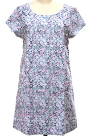 半袖チュニックワンピース ポケット付き（丸花柄）