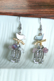 小鳥と鳥かごのピアス