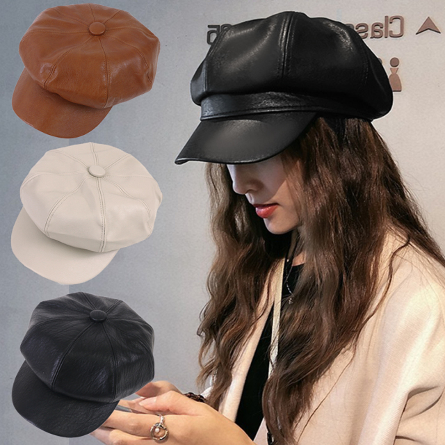 ルピス キャスケット レディース 帽子 レザー クラシカル 無地 フェイクレザー ブラック アイボリー ブラウン 大人 LUPIS ルピス キャスケット レディース 帽子 レザー クラシカル 無地 フェイクレザー ブラック アイボリー ブラウン 大人 LUPIS