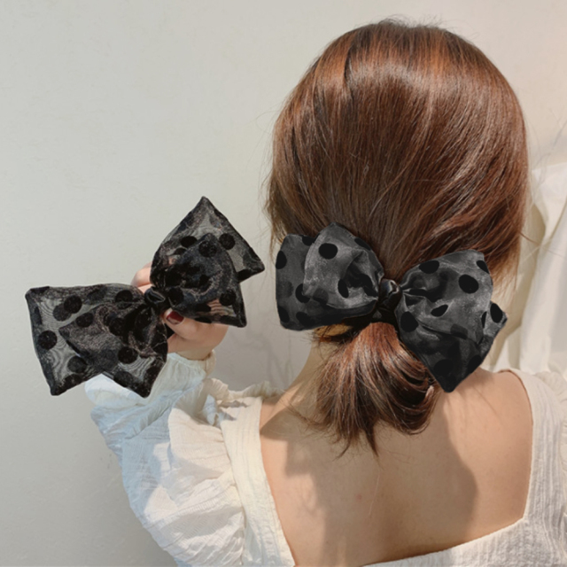 ルピス ヘアアクセサリー レディース バレッタ リボン ドット オーガンジー ブラック 韓国っぽ おしゃれ LUPIS ルピス ヘアアクセサリー レディース バレッタ リボン ドット オーガンジー ブラック 韓国っぽ おしゃれ LUPIS