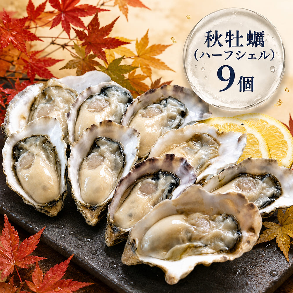 【秋牡蠣】《生食用》ハーフシェルオイスター 9個入