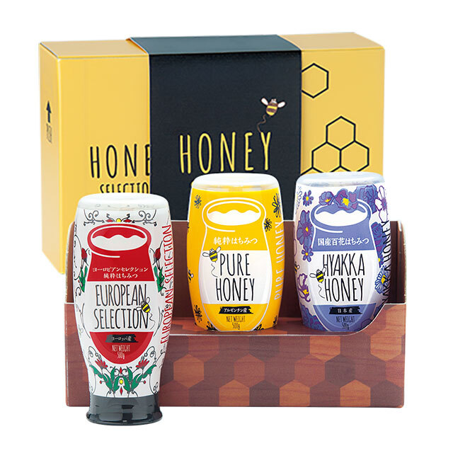 【蜂蜜ギフト】ピュアハニー3種セット(国産・ヨーロッパ産・アルゼンチン産)