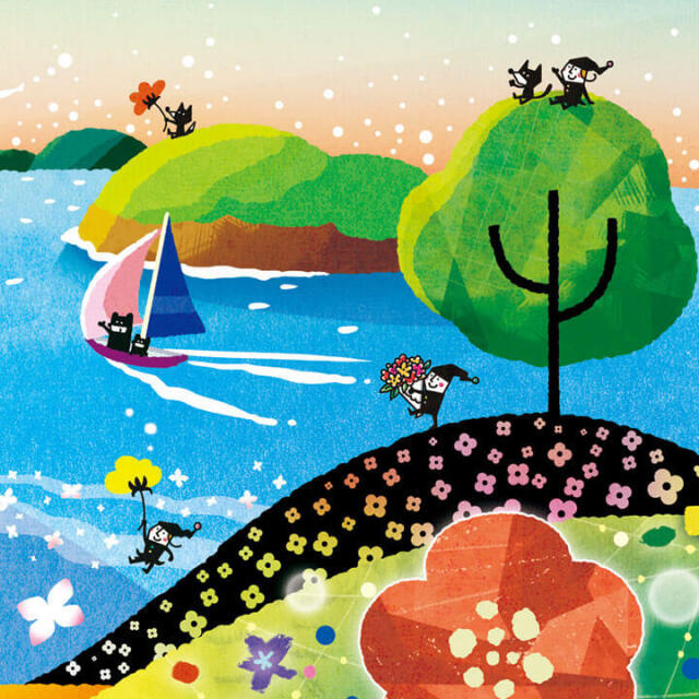 絵画 「輝きの朝」 (ヒヂリンゴ・聖) 《朝陽と海の絵画》