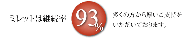ミレットはおかげさまで継続率93%!