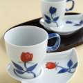 バラハート型 コーヒー碗皿(赤)