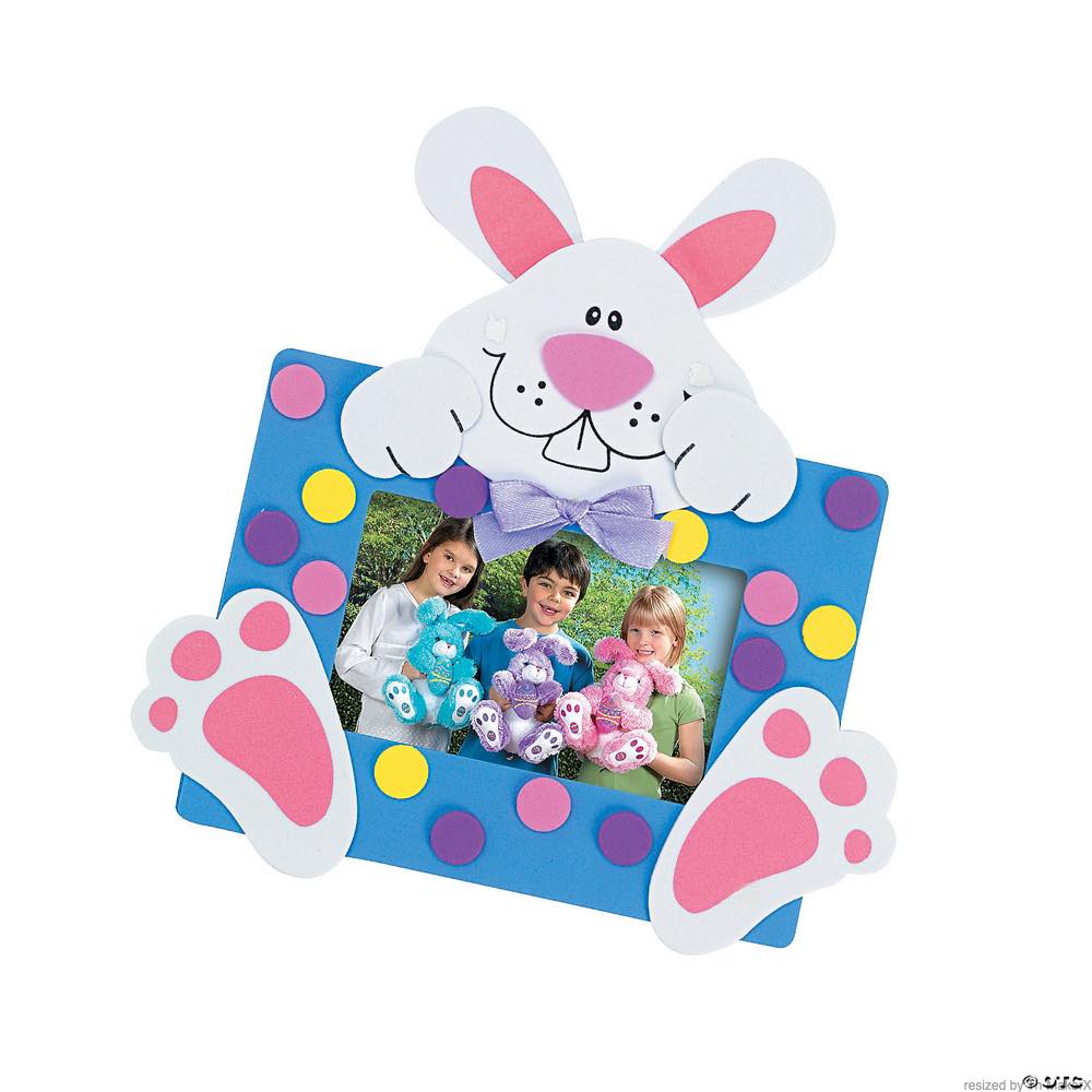 [12個組]【子どもイースター工作キット E-04】イースターバニー フォトフレームマグネットキット