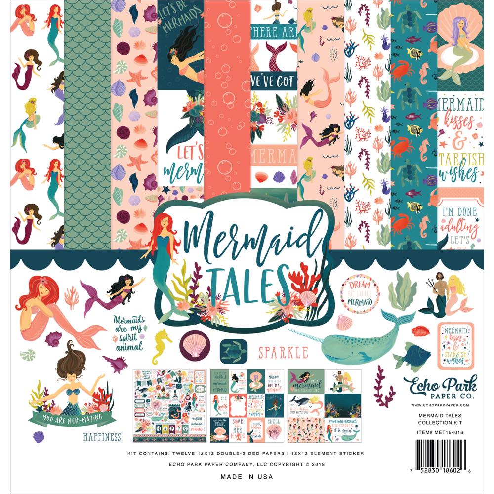 【スクラップブッキング ページキット 12インチ】12x12 echo park paper - mermaid tales collection kit（マーメイドテイルズ コレクションキット）