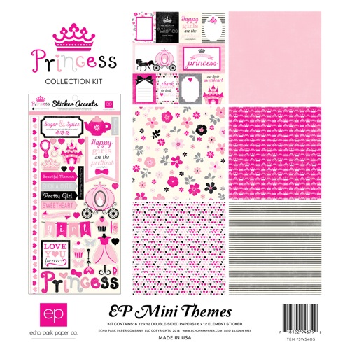 【スクラップブッキング ページキット 12インチ】12x12 echo park paper mini themes princess（プリンセス）