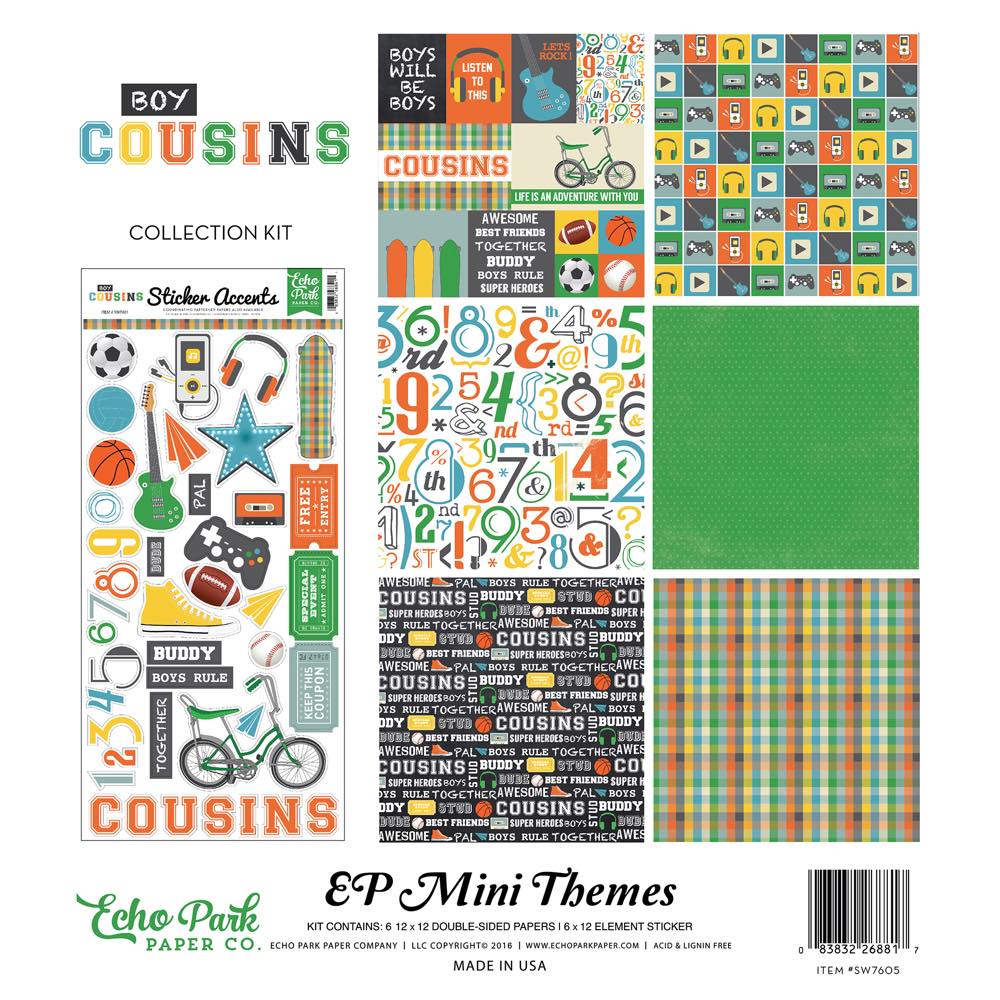 【スクラップブッキング ページキット 12インチ】12x12 echo park paper mini themes - boy cousins（ミニテーマ ボーイカズンズ）