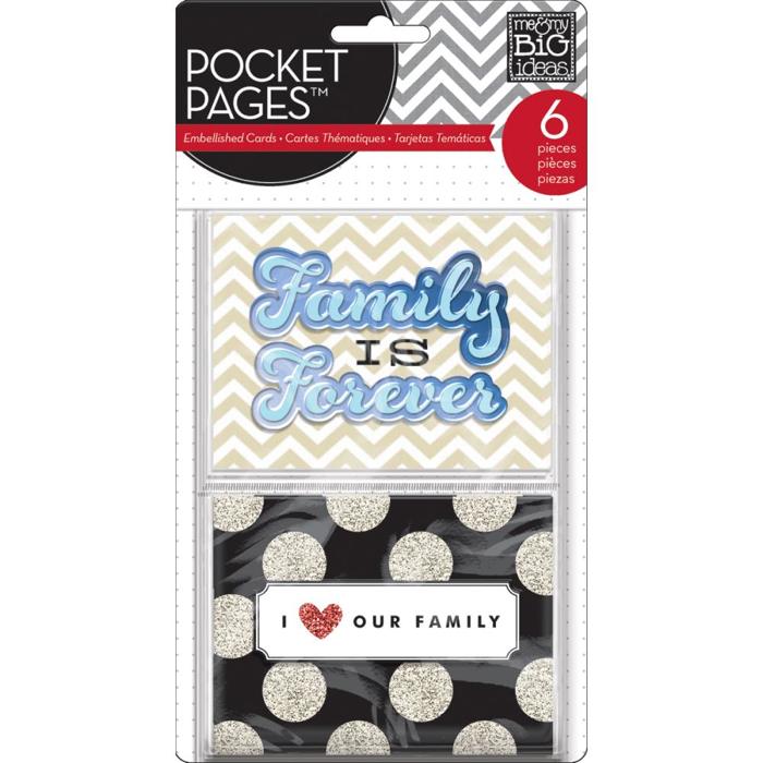 【スクラップブッキングキット】POCKET PAGES [embellished cards] our family（【エンベリッシュド 6枚】ファミリー #TPCE-08）