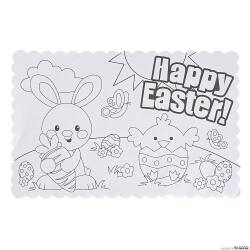 [12個組]【子どもイースター工作キット E-22】Color Your Own イースター ランチョンマット