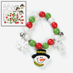 �ڻҤɤ⥯�ꥹ�ޥ�����åȡ�wooden beaded snowman bracelet kit�ʥ��åɥӡ��� ���Ρ��ޥ� �֥쥹��åȥ��å� 12���ȡ�