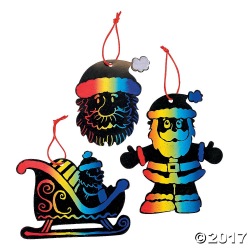 [24個組]【子どもクリスマス工作キット120】 マジック カラースクラッチ サンタ オーナメント