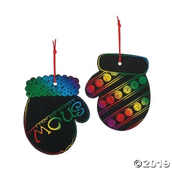 [24個組]【子どもクリスマス工作10】マジックカラースクラッチ ミトン オーナメント