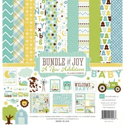 【スクラップブッキング ページキット 12インチ】12x12 echo park paper - bundle of joy boy : a new addition（バンドルオブジョイ ボーイ ニューアディション）