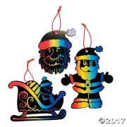 [24個組]【子どもクリスマス工作キット120】 マジック カラースクラッチ サンタ オーナメント
