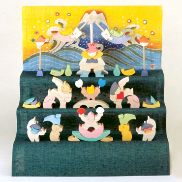 小黒三郎　楕円武者三段飾り（特製垂幕・富士）【10%OFF】【送料当店負担】【在庫有】