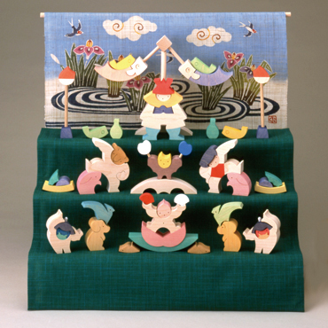 小黒三郎　楕円武者三段飾り（特製垂幕・菖蒲）【10%OFF】【送料当店負担】【在庫有】