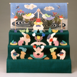 小黒三郎　楕円武者三段飾り（特製垂幕・菖蒲）【10%OFF】【送料当店負担】【在庫有】