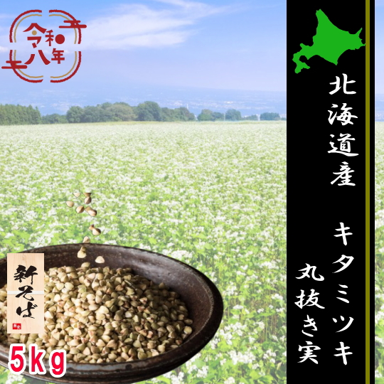 令和8年産新そば!!北海道産キタミツキ丸抜き実【5kg】