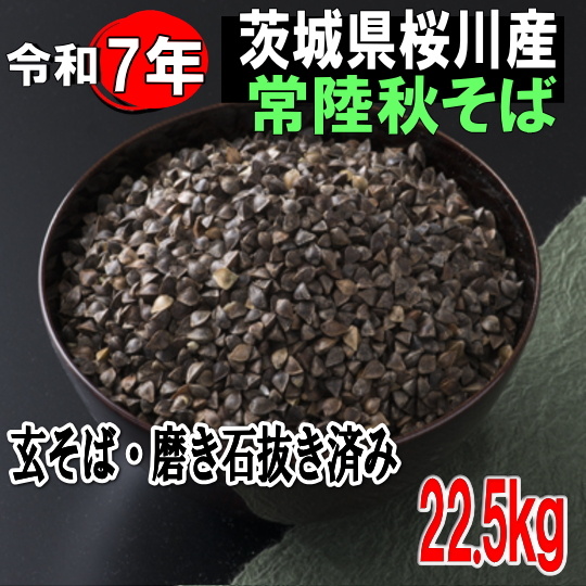 令和7年産!!茨城県桜川市産常陸秋そば・玄そば磨き石抜き済み1等品【22.5kg】