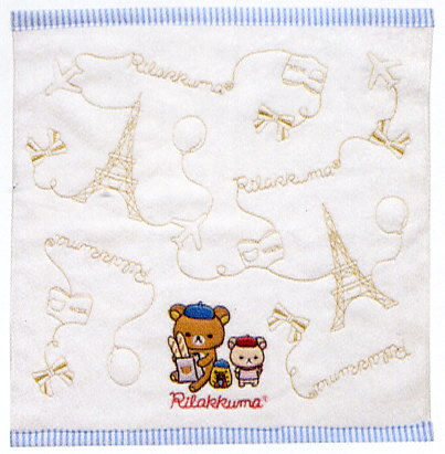 サンエックス　リラックマ「ボンジュール」シリーズ ハンドタオル（全面刺繍）　CM-02201