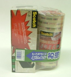 ３Ｍ　スコッチ　透明粘着テープ（セロハンテープ）　18mm　10巻パック【もれなくテープカッター付き！】