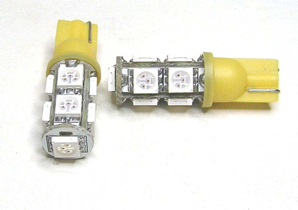 □3Chip９連SMD、LEDウエッジ球T10交換用 アンバー２個セット