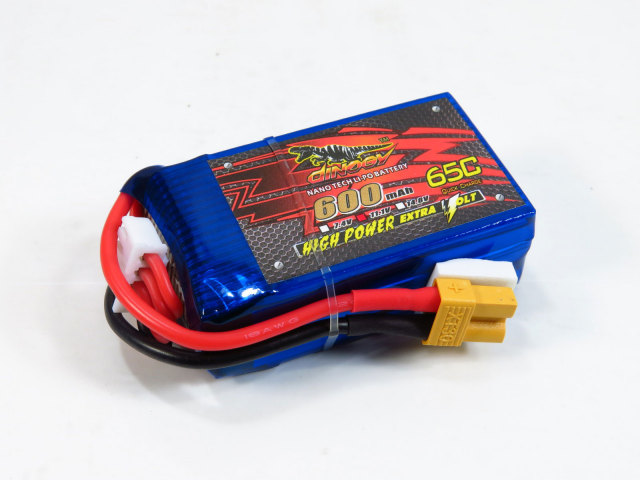 DINOGY ダイノジー リポバッテリー 11.1V600mAh 65C XT30 (LC-3S600H) FPVレーサーに最適 DINOGY 11.1V600mAh XT30