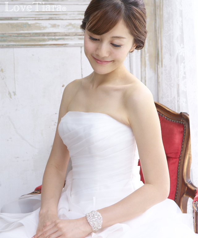 ビジューリボンブレスレット【サラ】【メール便可】 ブレスレット ウエディング 結婚式 ブライダル