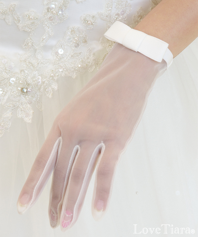 オーガンジーグローブ【クラシックリボン】【メール便可】 グローブ オーガンジー ウエディング ブライダル 結婚式