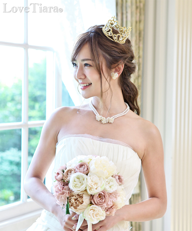 フラワーガーデンネックレス&イヤリングセット・ゴールド ネックレス ウエディング 結婚式 ブライダル