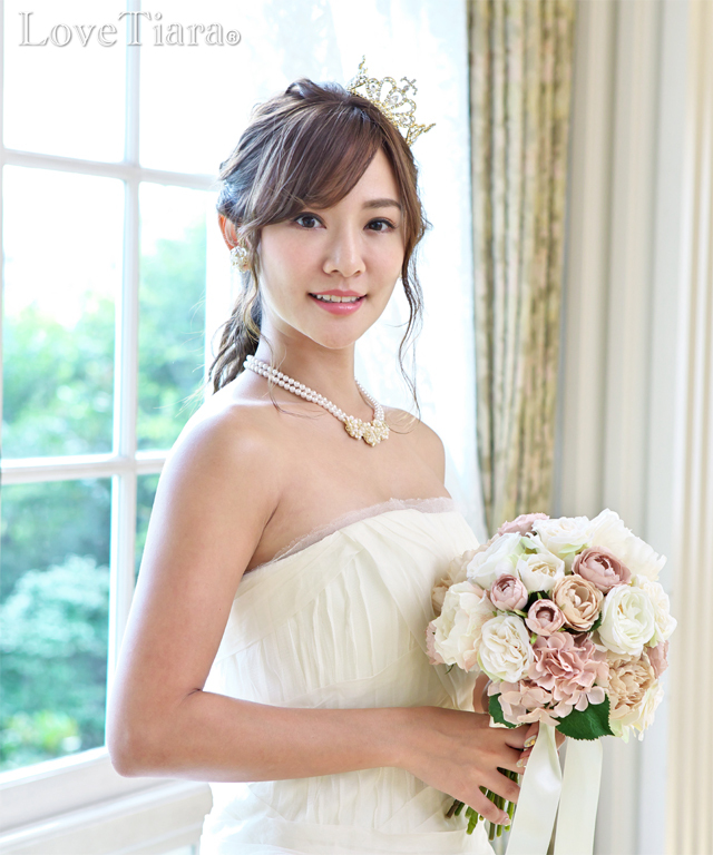 フラワーガーデンネックレス&イヤリングセット・ゴールド ネックレス ウエディング 結婚式 ブライダル