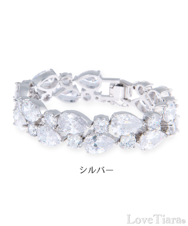 ティアドロップジルコニアブレスレット【メール便可】 ブレスレット ビジュー ウェディング 結婚式