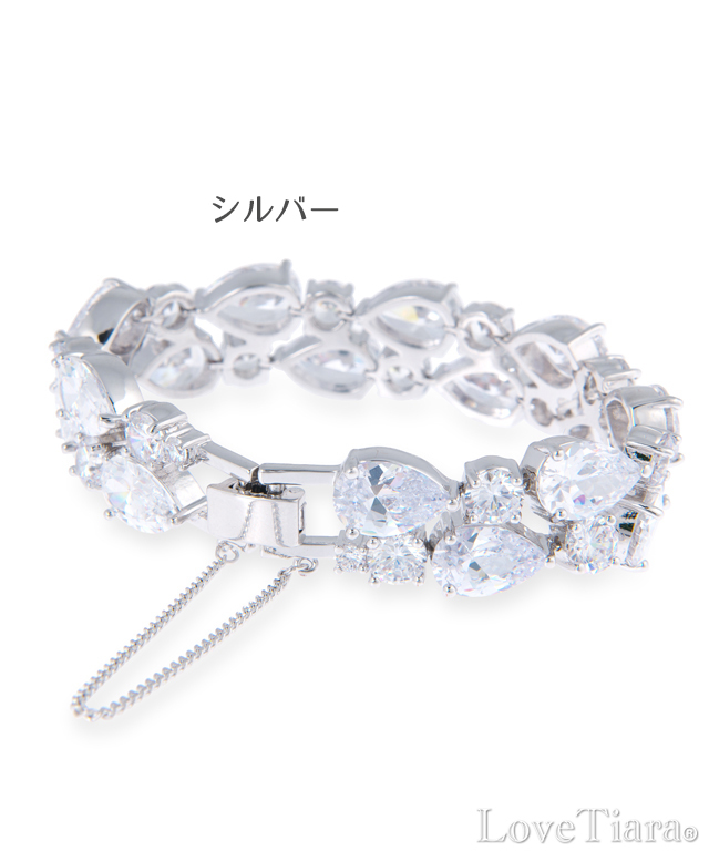 ティアドロップジルコニアブレスレット【メール便可】 ブレスレット ビジュー ウェディング 結婚式