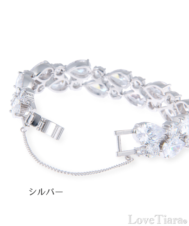 ティアドロップジルコニアブレスレット【メール便可】 ブレスレット ビジュー ウェディング 結婚式