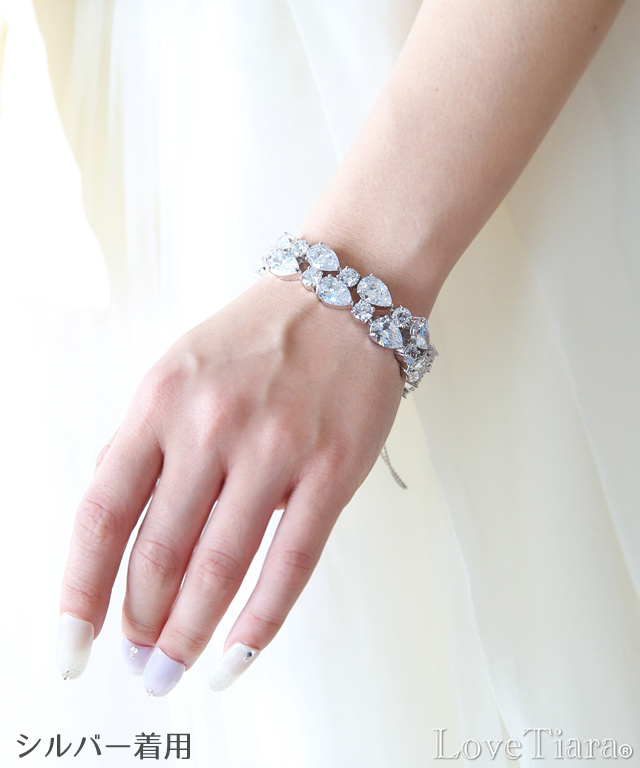 ティアドロップジルコニアブレスレット【メール便可】 ブレスレット ビジュー ウェディング 結婚式